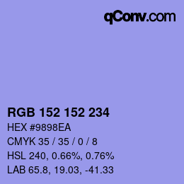 Color code: RGB 152 152 234 | qconv.com