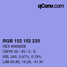 Color code: RGB 152 152 235 | qconv.com