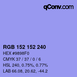 Color code: RGB 152 152 240 | qconv.com