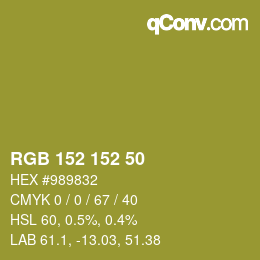 Color code: RGB 152 152 50 | qconv.com