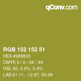Color code: RGB 152 152 51 | qconv.com