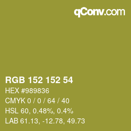 Color code: RGB 152 152 54 | qconv.com