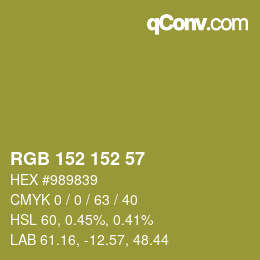 Code couleur: RGB 152 152 57 | qconv.com