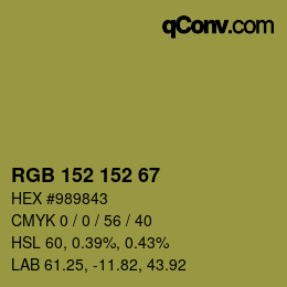 Color code: RGB 152 152 67 | qconv.com
