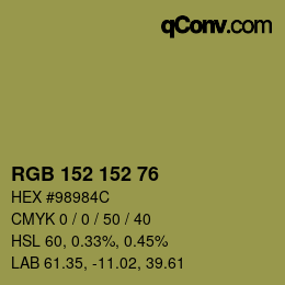 Color code: RGB 152 152 76 | qconv.com
