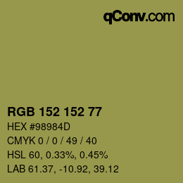 カラーコード: RGB 152 152 77 | qconv.com