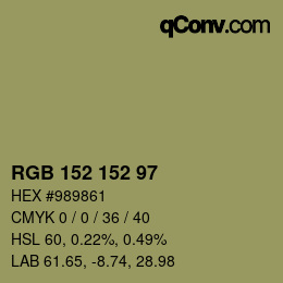 Color code: RGB 152 152 97 | qconv.com