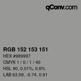 Farbcode: RGB 152 153 151 | qconv.com