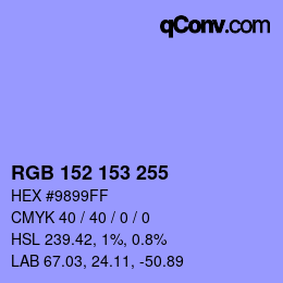 Color code: RGB 152 153 255 | qconv.com