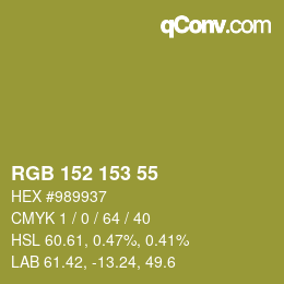 カラーコード: RGB 152 153 55 | qconv.com