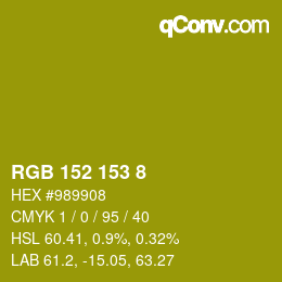 Color code: RGB 152 153 8 | qconv.com