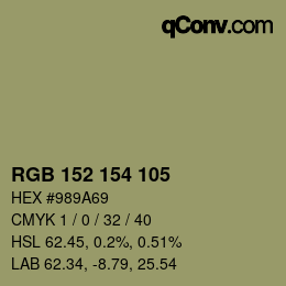 カラーコード: RGB 152 154 105 | qconv.com
