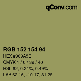 Color code: RGB 152 154 94 | qconv.com