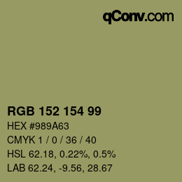 Code couleur: RGB 152 154 99 | qconv.com