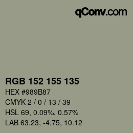 Color code: RGB 152 155 135 | qconv.com
