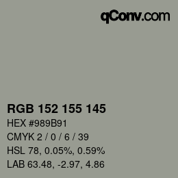 Color code: RGB 152 155 145 | qconv.com