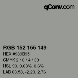 カラーコード: RGB 152 155 149 | qconv.com