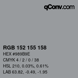 カラーコード: RGB 152 155 158 | qconv.com