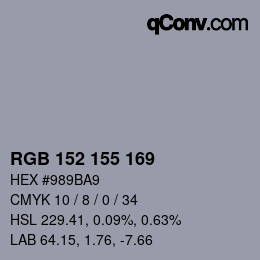 颜色代码: RGB 152 155 169 | qconv.com