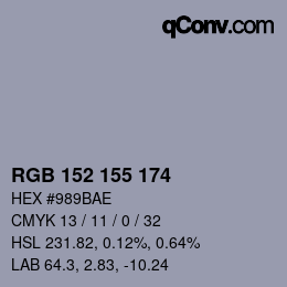 Color code: RGB 152 155 174 | qconv.com