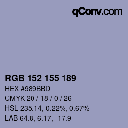 颜色代码: RGB 152 155 189 | qconv.com