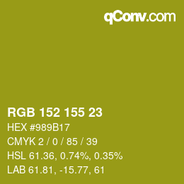 颜色代码: RGB 152 155 23 | qconv.com