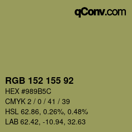 颜色代码: RGB 152 155 92 | qconv.com