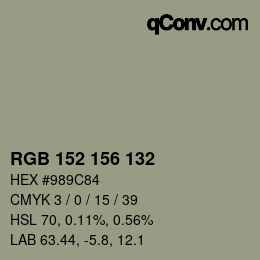 Color code: RGB 152 156 132 | qconv.com