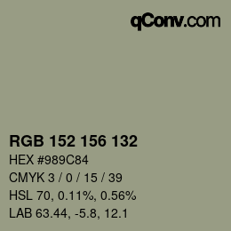 Color code: RGB 152 156 132 | qconv.com