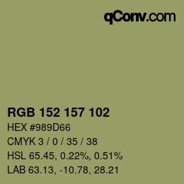 Color code: RGB 152 157 102 | qconv.com