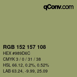 カラーコード: RGB 152 157 108 | qconv.com
