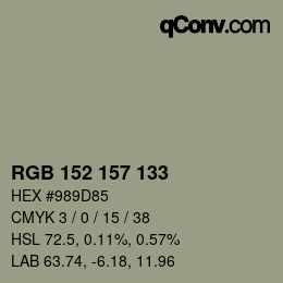 Color code: RGB 152 157 133 | qconv.com