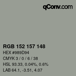 Color code: RGB 152 157 148 | qconv.com