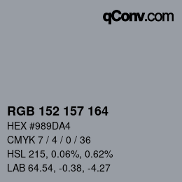 Código de color: RGB 152 157 164 | qconv.com