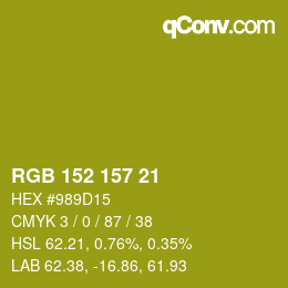 Color code: RGB 152 157 21 | qconv.com