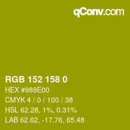 Color code: RGB 152 158 0 | qconv.com