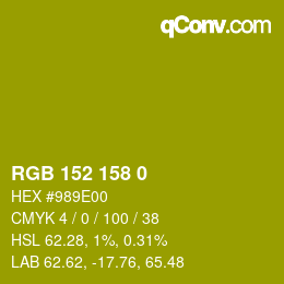 カラーコード: RGB 152 158 0 | qconv.com