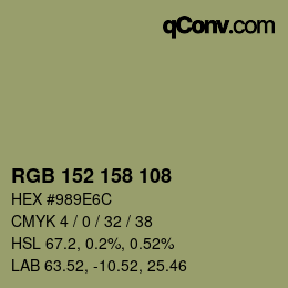 カラーコード: RGB 152 158 108 | qconv.com