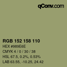 颜色代码: RGB 152 158 110 | qconv.com