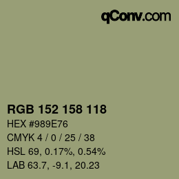颜色代码: RGB 152 158 118 | qconv.com
