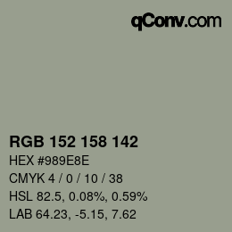 Color code: RGB 152 158 142 | qconv.com