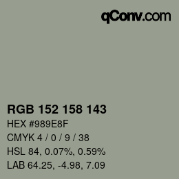 カラーコード: RGB 152 158 143 | qconv.com