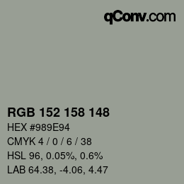颜色代码: RGB 152 158 148 | qconv.com