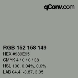 颜色代码: RGB 152 158 149 | qconv.com