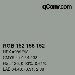 Color code: RGB 152 158 152 | qconv.com