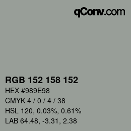 カラーコード: RGB 152 158 152 | qconv.com