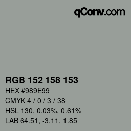 カラーコード: RGB 152 158 153 | qconv.com