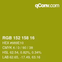 カラーコード: RGB 152 158 16 | qconv.com