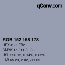 カラーコード: RGB 152 158 178 | qconv.com