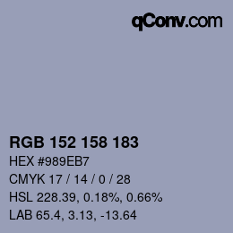Color code: RGB 152 158 183 | qconv.com